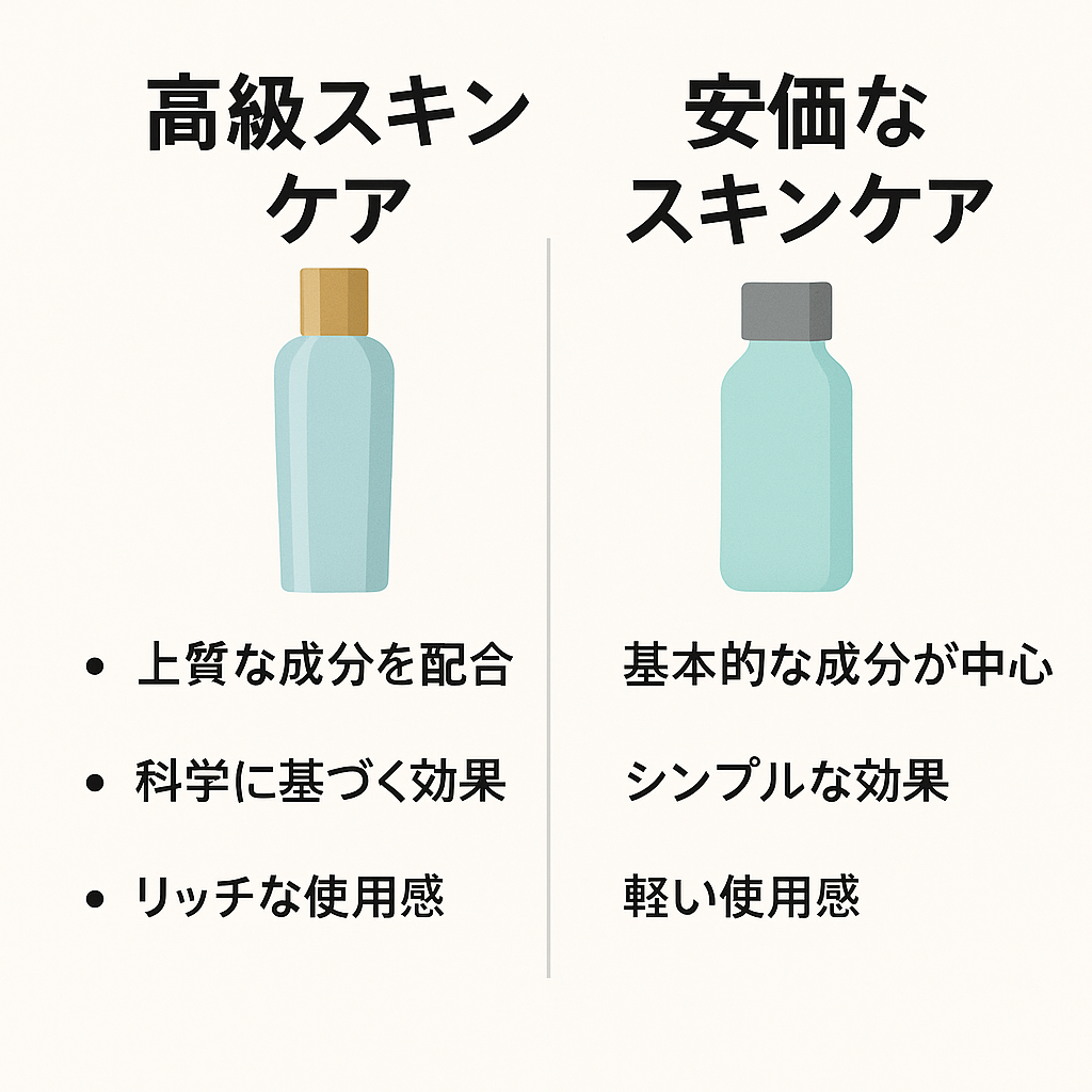 プチプラと高級スキンケアの比較図